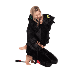 Nikcorp Dječja Kigurumi pidžama Zmaj Bezubi crni onesie kostim s krilima i kapuljačom 105-115 cm