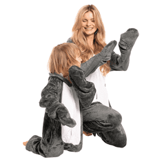 Nikcorp Dječja pidžama kigurumi onesie sivi morski pas, kostim za djecu, veličina 115-125 cm, jednodijelno odijelo za spavanje