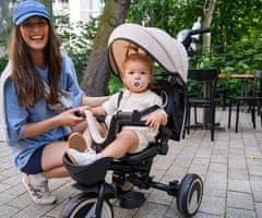 MoMi IVI 3u1 dječja kolica / bicikl / tricikl, višenamjenska, podesiva, sklopiva, crna/bež