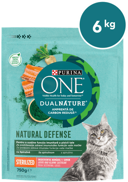Purina ONE DualNature® Sterilizirana suha hrana za odrasle mačke, s lososom, 8 x 750 g