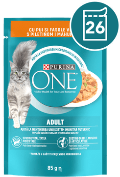 Purina ONE ADULT mokra hrana za odrasle mačke, mini fileti s piletinom i zelenim grahom, 26x85g