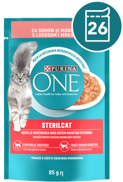 Purina ONE STERILCAT mokra hrana za odrasle mačke, mini fileti s lososom i mrkvom, 26 x 85 g