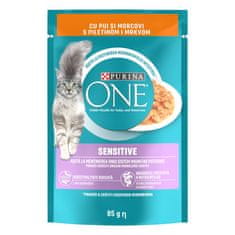 Purina ONE SENSITIVE mokra hrana za odrasle mačke, mini fileti s piletinom i mrkvom, 26 x 85 g