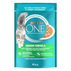 Purina ONE INDOOR FORMULA mokra hrana za odrasle mačke, mini fileti s tunom i zelenim grahom, 26 x 85 g
