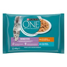 Purina ONE SENSITIVE mokra hrana za odrasle mačke, s piletinom ili tunom, 48 x 85 g