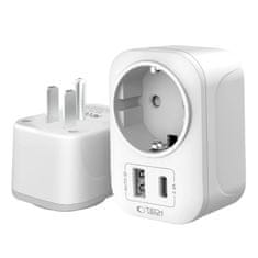 Tech-protect TA100 putni adapter US / EU, bijela