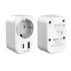 Tech-protect TA100 putni adapter US / EU, bijela