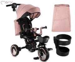 MoMi IVI 3u1 dječja kolica / bicikl / tricikl, višenamjenska, podesiva, sklopiva, crno-ružičasta