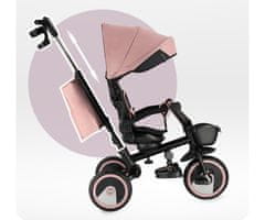 MoMi IVI 3u1 dječja kolica / bicikl / tricikl, višenamjenska, podesiva, sklopiva, crno-ružičasta