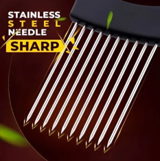 HOME & MARKER® Držač za rezanje od nehrđajućeg čelika, vodič za sigurno i jednoliko sjeckanje povrća | GRIPIO