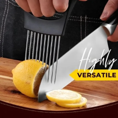 HOME & MARKER® Držač za rezanje od nehrđajućeg čelika, vodič za sigurno i jednoliko sjeckanje povrća | GRIPIO