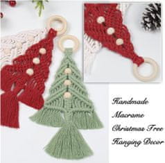 Netscroll Komplet za izradu božićnih makrame ukrasa, 3 boje pređe, DIY set, drvene perle, idealno za početnike, izradite vlastite ukrase, CraftKit