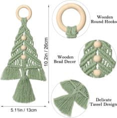 Netscroll Komplet za izradu božićnih makrame ukrasa, 3 boje pređe, DIY set, drvene perle, idealno za početnike, izradite vlastite ukrase, CraftKit