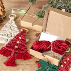 Netscroll Komplet za izradu božićnih makrame ukrasa, 3 boje pređe, DIY set, drvene perle, idealno za početnike, izradite vlastite ukrase, CraftKit