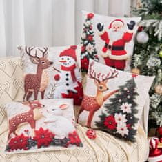 Netscroll Božićne navlake za jastuke, 45x45 cm, mekana tkanina, set od 4 komada s motivima snjegovića, soba i Djeda Božićnjaka, za blagdansko uređenje, CutePillows