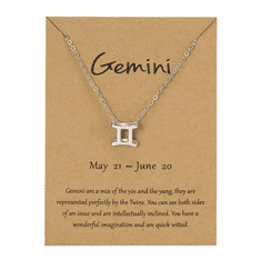 BestDeals Ogrlica astrološkog znaka Blizanci, horoskopski lančić – astrologija, srebrna