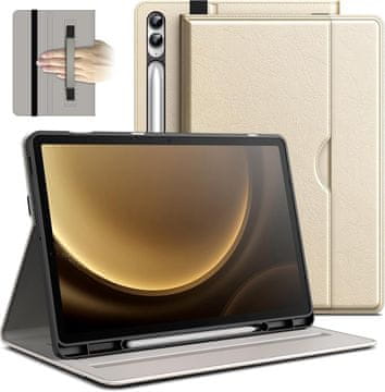 Nikcorp Preklopna futrola za Samsung Galaxy Tab S9 FE+ 12.4, stalak, držač za S Pen, džep za kartice, bež