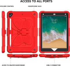 Nikcorp Izdržljiva crvena torbica za iPad 9.7 (2017/2018), Air 2, Pro 9.7 s odvojivim remenom za rame i stalkom