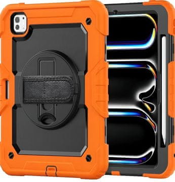 Nikcorp Okretna zaštitna maska za iPad Pro 12.9 s držačem za ruku i stalkom, 360 stupnjeva, narančasta