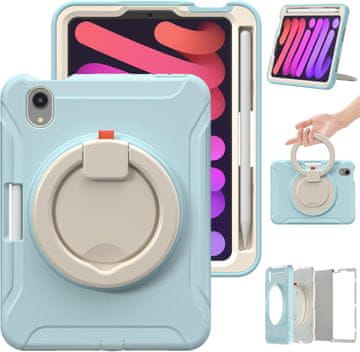 Nikcorp Oklopna maska za iPad Mini 6 8.3" s rotirajućim stalkom od 360°, troslojna zaštita od udaraca i padova, plava