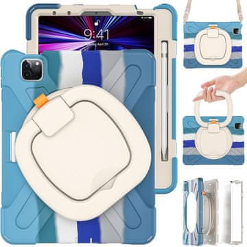 Nikcorp Izdržljiva maska za iPad Pro 11 (2018-2021) s rotirajućim stalkom od 360° i naramenicom, troslojna zaštita, plava