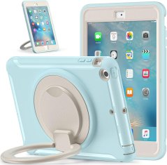 Nikcorp Oklopna zaštitna maska s ručkom i stalkom za iPad Pro 12.9 (2021), rotirajuća futrola s držačem za olovku, svijetloplava