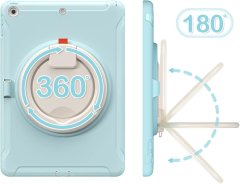 Nikcorp Oklopna zaštitna maska s ručkom i stalkom za iPad Pro 12.9 (2021), rotirajuća futrola s držačem za olovku, svijetloplava