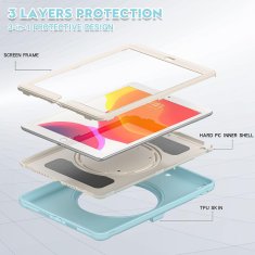 Nikcorp Oklopna zaštitna maska s ručkom i stalkom za iPad Pro 12.9 (2021), rotirajuća futrola s držačem za olovku, svijetloplava