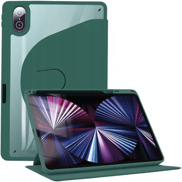 Nikcorp Zaštitna maska za iPad Air 4/5 10.9" s rotirajućim stalkom 360° i držačem za olovku, prozirna zelena