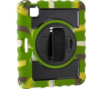 Nikcorp Oklopna maska za iPad Pro 11 i Air 5/4 10.9 s rotacijom 360°, remenom za rame i stalkom, zeleni kamuflažni uzorak