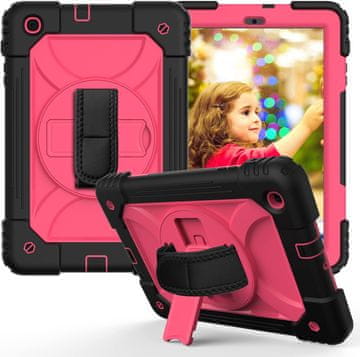 Nikcorp Zaštitna maska za iPad 10.2 (2019-2021) s rotirajućim postoljem 360°, ručkom i naramenicom, troslojna, roza