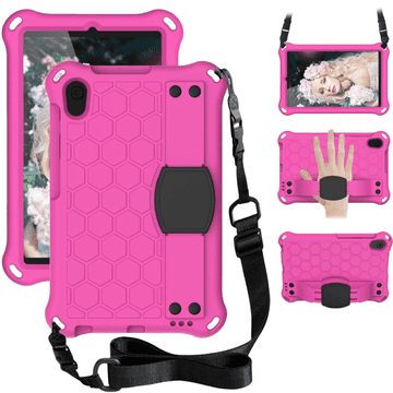 Nikcorp Silikonska zaštitna maska za iPad Mini 6 s ručkom i naramenicom | Otporna na udarce | Dječja maskica, roza