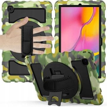 Nikcorp Izdržljiva maska za Samsung Tab 10.4 sa stalkom, ručkom i naramenicom, rotirajuća zaštitna futrola, maskirni uzorak