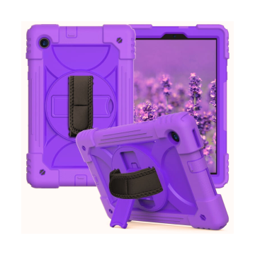 Nikcorp Ljubičasta robusna maska za Samsung Galaxy Tab A7 10.4" s rotirajućim stalkom i naramenicom za nošenje
