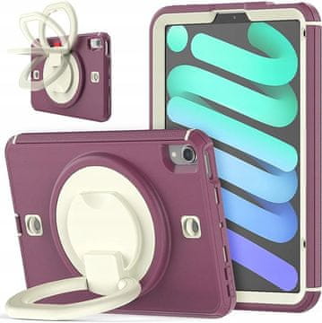 Nikcorp Zaštitna maska za iPad Mini 6 8.3" 2021 s rotirajućim stalkom i naramenicom, otporna na udarce, bordo