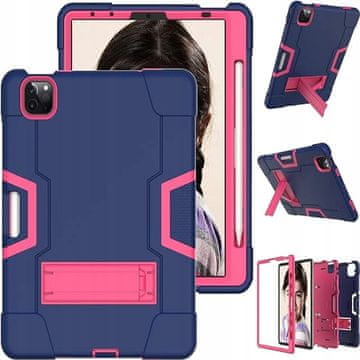 Nikcorp Zaštitna maska za iPad Pro 12.9 (2018-2021) s postoljem i držačem za olovku, tamnoplavo-ružičasta