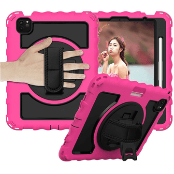 Nikcorp Zaštitna maska za iPad Pro 11" s rotirajućim stalkom i naramenicom, trostruka zaštita, ružičasta