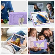 Nikcorp Ljubičasta zaštitna maska za iPad Mini 6 8.3" sa stalkom u obliku leptira, držačem za olovku i naramenicom
