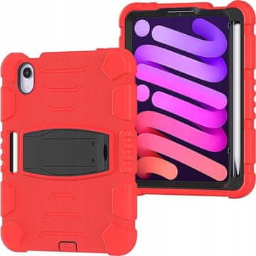 Nikcorp Izdržljiva zaštitna maska za iPad Mini 6 2021 s rotirajućim stalkom i držačem za olovku, crvena