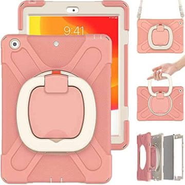 Nikcorp Zaštitna maska za iPad 10.2" (2019-2021) s rotirajućim stalkom od 360° i naramenicom, troslojna zaštita, roza