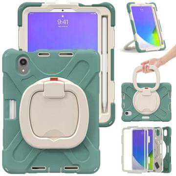 Nikcorp Oklopna maska za iPad Mini 6 sa stalkom, držačem za ruku i olovku, rotirajuća 360°, zelena