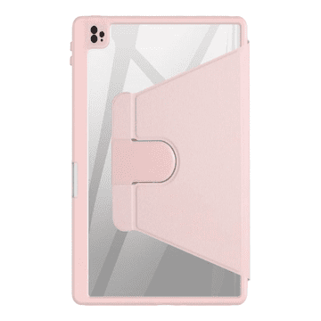 Nikcorp Rotirajuća zaštitna maska za iPad Air 4 11" s držačem za olovku, okretni stalak 360, TPU i PC materijal, ružičasta