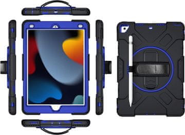 Nikcorp Zaštitna maska za iPad Pro 12.9 (2018-2021) s rotirajućim postoljem od 360°, držačem za olovku i trakom za ruku, crna