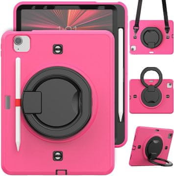 Nikcorp Zaštitna maska za iPad Pro 11" (2021/2020/18) s rotirajućim stalkom, naramenicom i držačem za olovku, roza