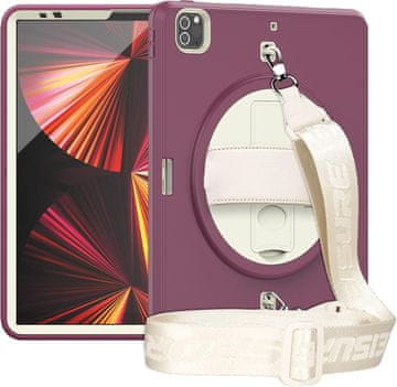 Nikcorp Zaštitna maska za iPad Pro 11/Air 5/4 s rotirajućim stalkom 360°, držačem za olovku i naramenicom, bordo