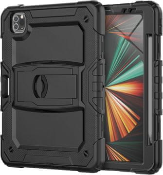 Nikcorp Oklopna maska za iPad Pro 11" (3/2/1 gen) s postoljem i držačem za olovku, trodijelna zaštitna futrola, crna