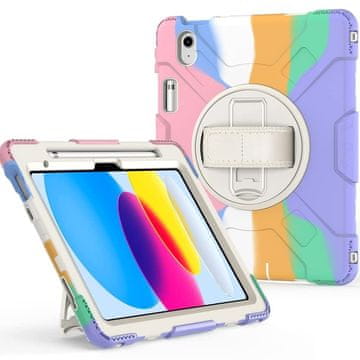 Nikcorp Izdržljiva maska za iPad Air 5/4 s rotirajućim postoljem i držačem za olovku, trodijelna zaštita, šarena