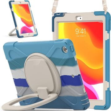 Nikcorp Robusna zaštitna maska za iPad 9/8/7 10.2" s rotirajućim stalkom od 360° i odvojivim remenom za nošenje, plava