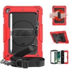 Nikcorp Crvena zaštitna maska za iPad Air 3/Pro 10.5 s rotirajućim stalkom i naramenicom, otporna na udarce