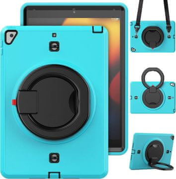 Nikcorp Robusna zaštitna maska za iPad 9/8/7 10.2" s rotirajućim stalkom i naramenicom, tirkizna